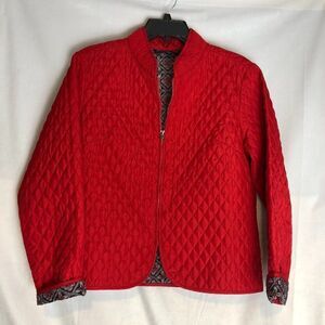 BRIGGS NEW YORK PETITES LONG SLEEVE RED QUILTED JACKET/COAT FRONT ZIPPER     RB2